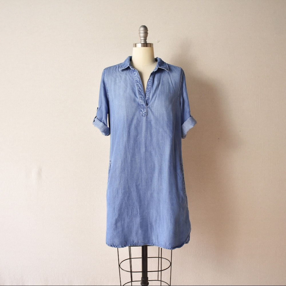 Anthro Cloth & Stone Acata Chambray Tunic Shirt Dress